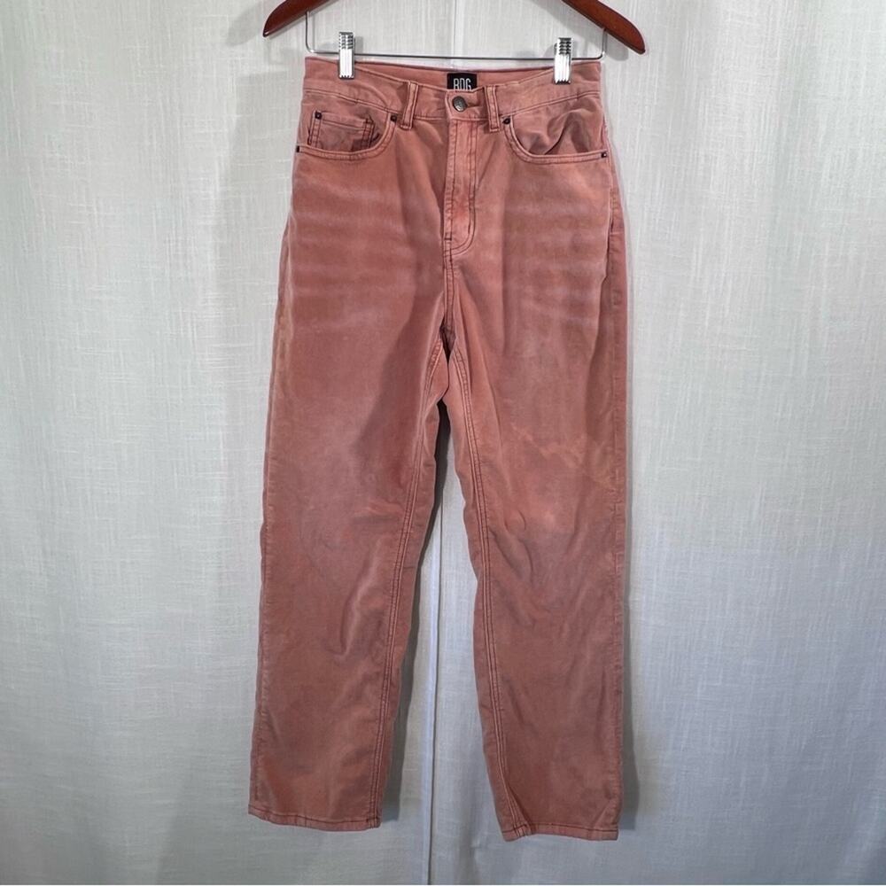 Urban Outfitters BDG High Rise Straight Leg Distressed Velour Velvet Jeans Sz 27
